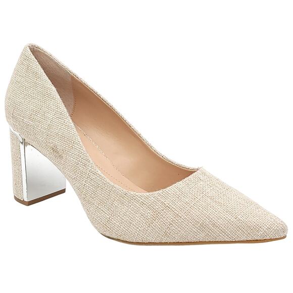 Alfani Women Jenson Pointed Toe Pump Heels Size US 5M Beige Linen Fabric - Picture 1 of 6